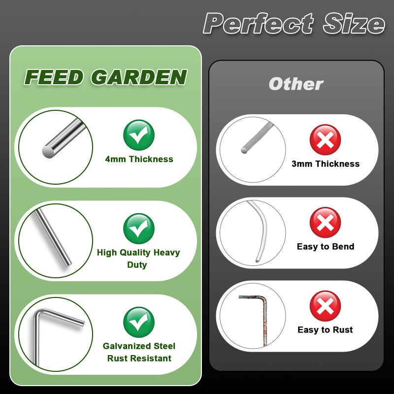 FEED GARDEN 7 Inch Tent Stakes 18 Pack Yard Inflatable Stakes for Outdoor Decorations Metal Pegs Heavy Duty Garden Hooks Camping Tent Spikes for Canopies  Tarp and Outdoor Christmas Decorations - Image 5